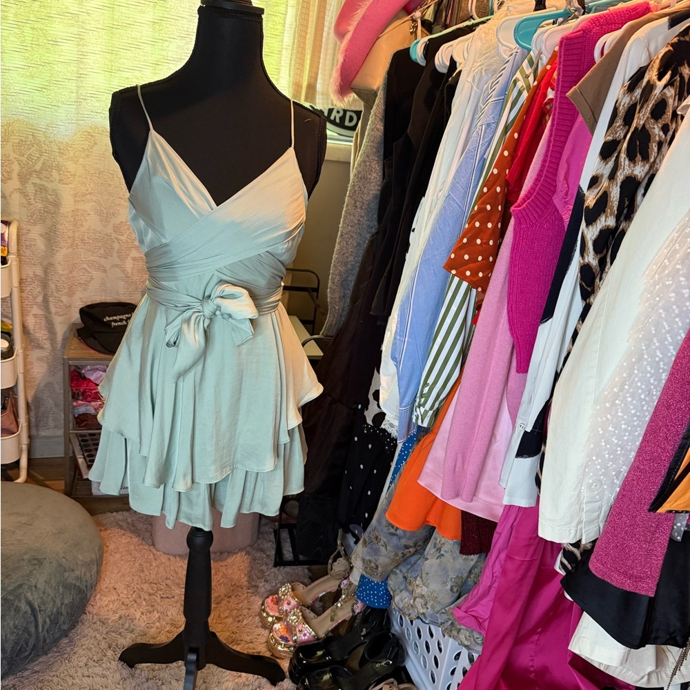 Mint Green Wrap Romper